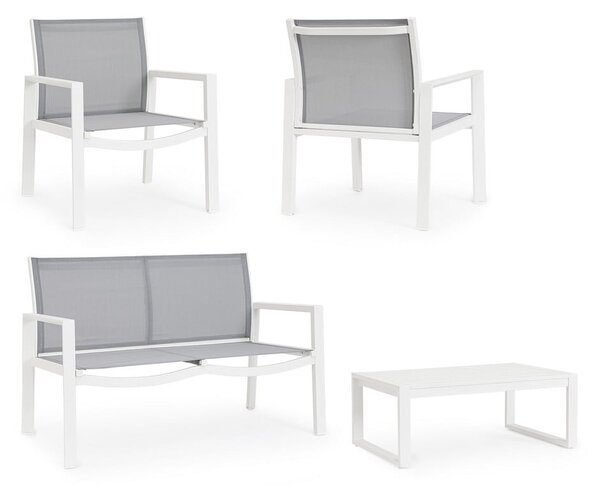 Bílý hliníkový zahradní lounge set pro 4 Kallen – Bizzotto