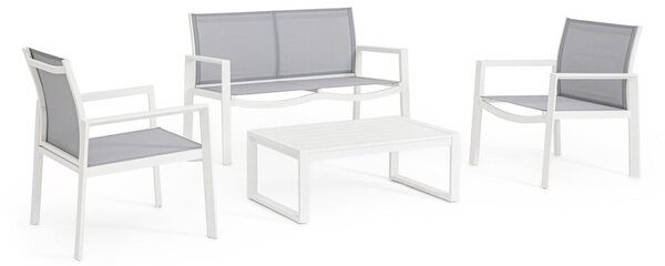 Bílý hliníkový zahradní lounge set pro 4 Kallen – Bizzotto