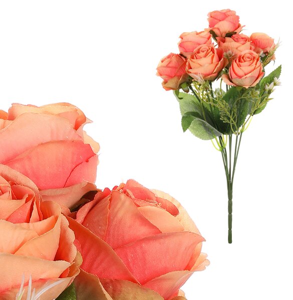 Růže v pugetu, 7 hlav, oranžová barva KN6140-ORA