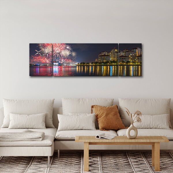 Obraz ohňostroje v singapuru (170x50 cm)