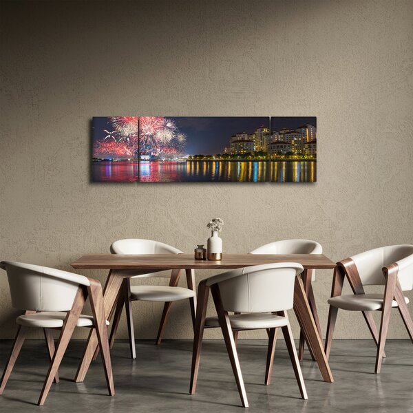 Obraz ohňostroje v singapuru (170x50 cm)