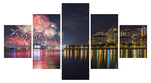 Obraz ohňostroje v singapuru (125x70 cm)