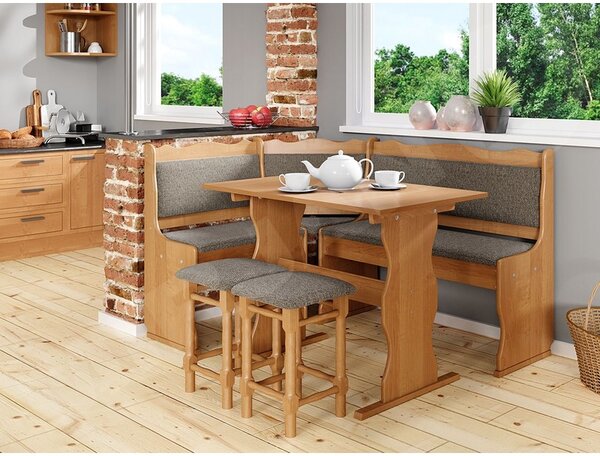 Kuchyňský sedací kout + stůl se stoličkami Mexic, Barva dřeva: olše, Potah: Peru 10 Mirjan24 5902928300260