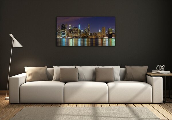 Foto obraz sklo tvrzené Manhattan noc osh-94053969
