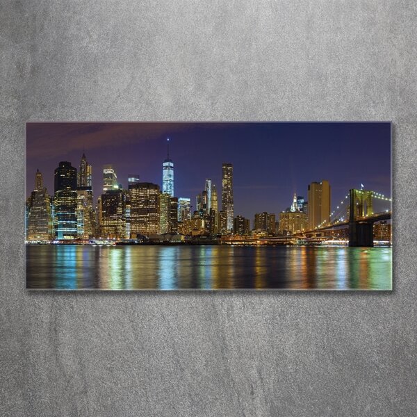 Foto obraz sklo tvrzené Manhattan noc osh-94053969