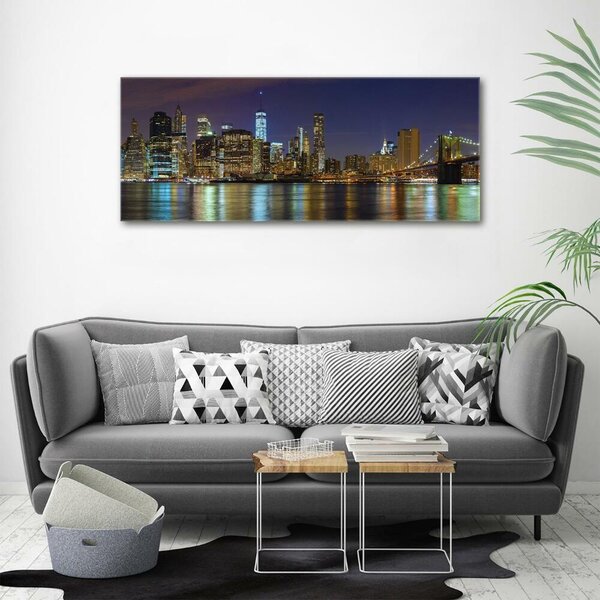 Foto obraz sklo tvrzené Manhattan noc osh-94053969