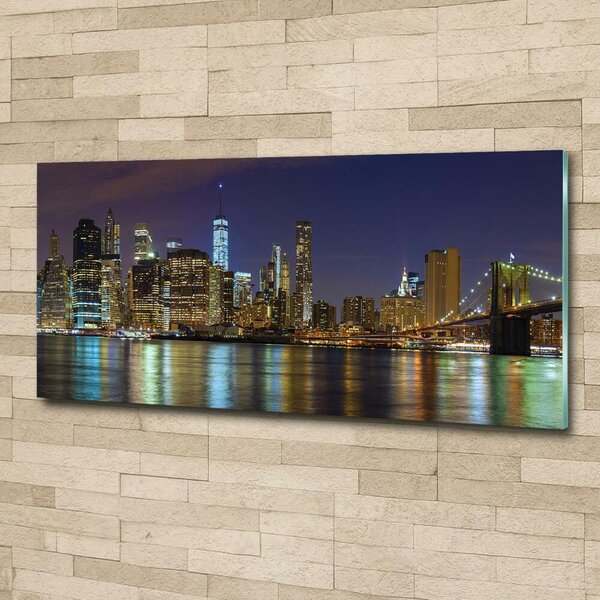 Foto obraz sklo tvrzené Manhattan noc osh-94053969