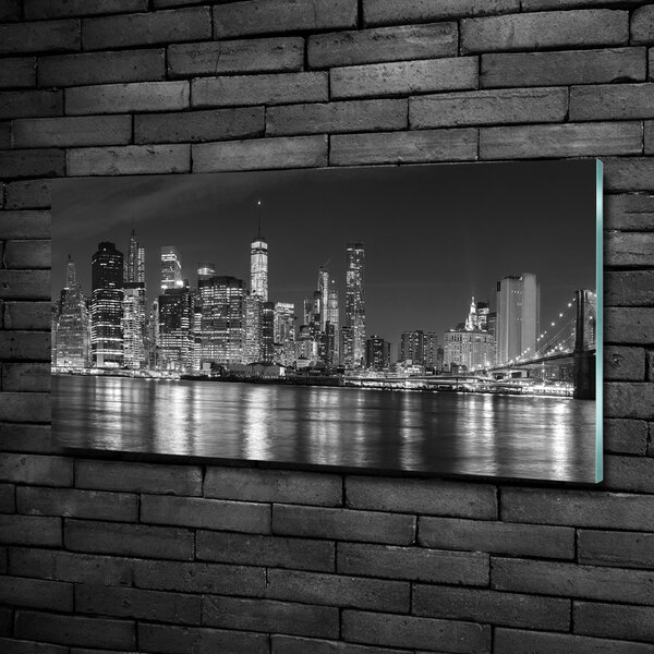 Foto obraz sklo tvrzené Manhattan noc osh-94054059