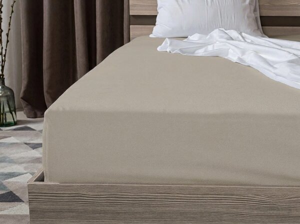 Jersey prostěradlo s lycrou šedobéžové 90 x 200 cm