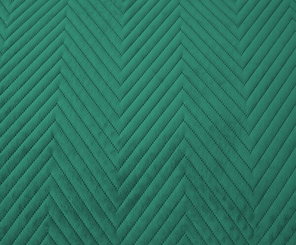 Zelený sametový přehoz na postel se vzorem ARROW VELVET Rozměr: 200 x 220 cm