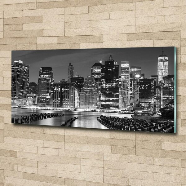 Moderní skleněný obraz z fotografie Manhattan noc osh-94703555