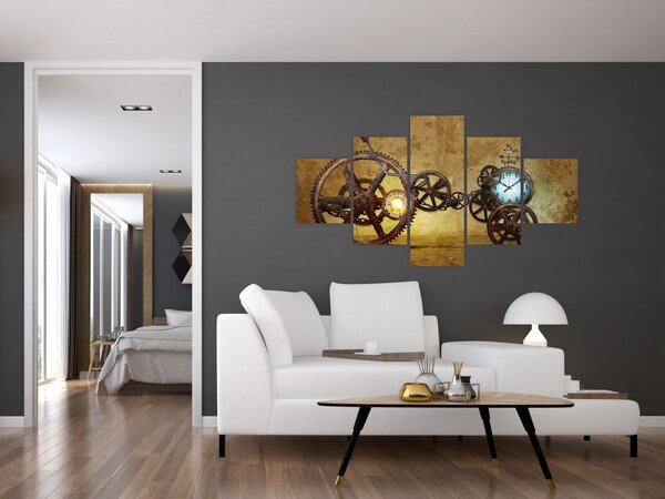 Obraz strojků historických hodin (125x70 cm)