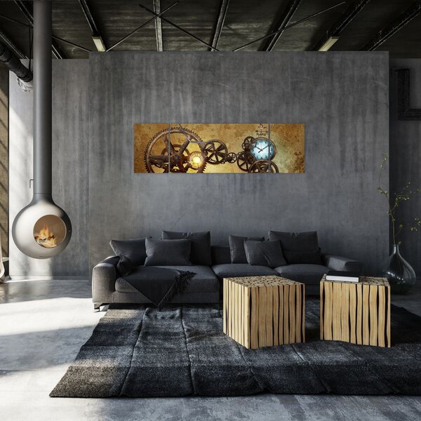 Obraz strojků historických hodin (170x50 cm)