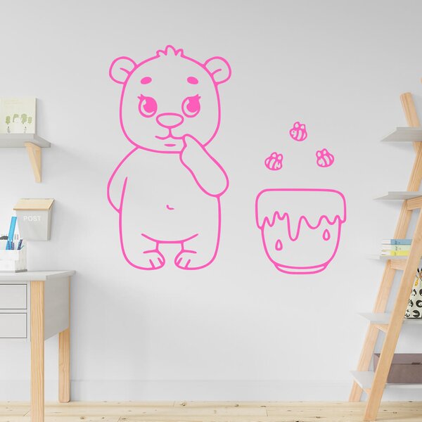 Živá Zeď Samolepka Medvídek s medem Barva: černá
