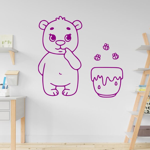 Živá Zeď Samolepka Medvídek s medem Barva: černá
