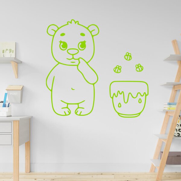 Živá Zeď Samolepka Medvídek s medem Barva: černá