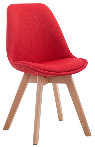 Židle Borne V2 látka, dřevené nohy natura - Červená