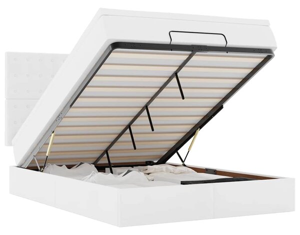 Osmanský rám postele s matrací bílý 140x190cm umělá kůže 3313002