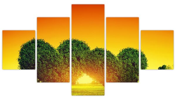 Obraz - Srdce v korunách stromů (125x70 cm)