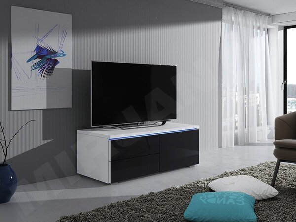 TV stolek Cleo XI P, Barva: bílá / bílý lesk 5902928369113