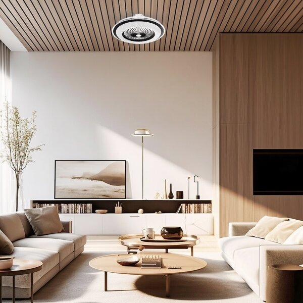 LED Stmívatelné stropní svítidlo s ventilátorem ZEPHYR LED/48W/230V černá + DO