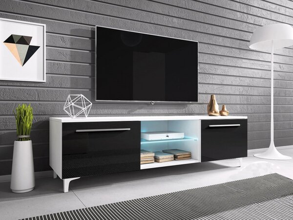 TV stolek Cleo XIII-W, Barva: bílý / šedý lesk 5902928368697