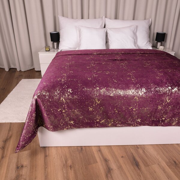 Biante Sametový přehoz na postel Isabela IBL-006 Gold Design vínový 140x200 cm