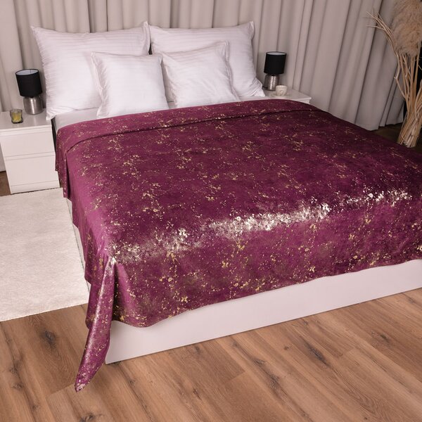 Biante Sametový přehoz na postel Isabela IBL-006 Gold Design vínový 140x200 cm