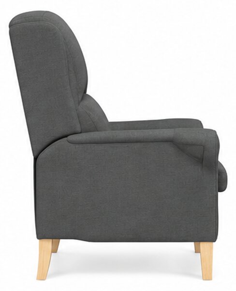 Křeslo relaxační, odpočinkové, ušák, dřevo/textil, 101x95x75 cm, přírodní/tmavě šedá, Dekorino KR20260035