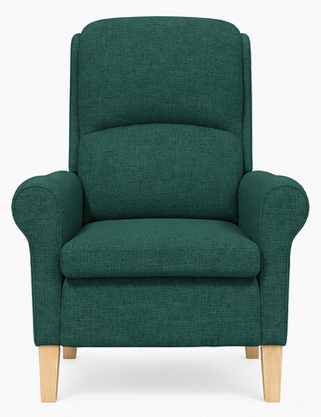 Křeslo relaxační, odpočinkové, ušák, dřevo/textil, 101x95x75 cm, přírodní/tmavě zelená, Dekorino KR20260038