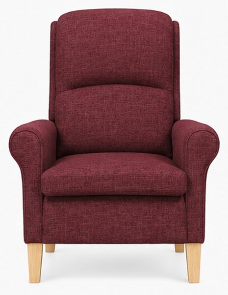 Křeslo relaxační, odpočinkové, ušák, dřevo/textil, 101x95x75 cm, přírodní/vínová, Dekorino KR20260037
