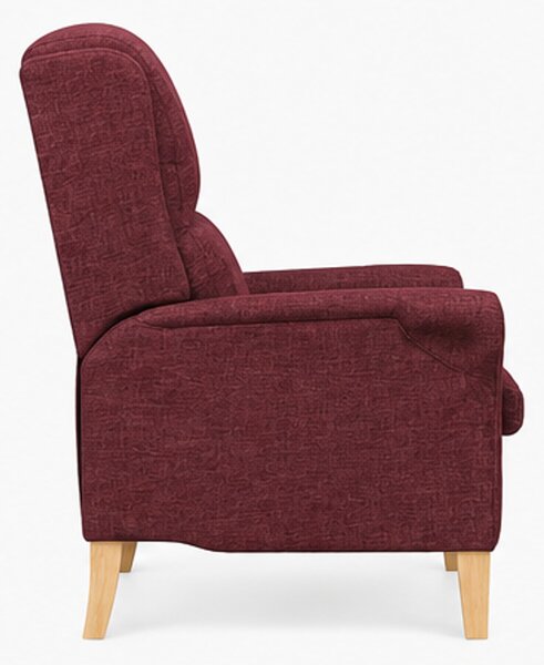 Křeslo relaxační, odpočinkové, ušák, dřevo/textil, 101x95x75 cm, přírodní/vínová, Dekorino KR20260037