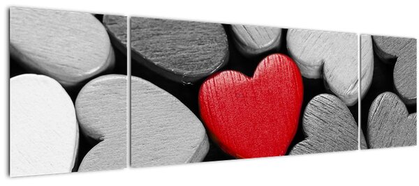 Obraz dřevěných srdíček (170x50 cm)