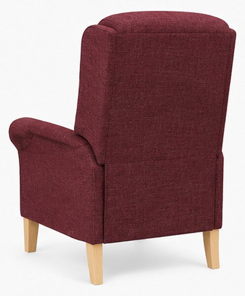 Křeslo relaxační, odpočinkové, ušák, dřevo/textil, 101x95x75 cm, přírodní/vínová, Dekorino KR20260037