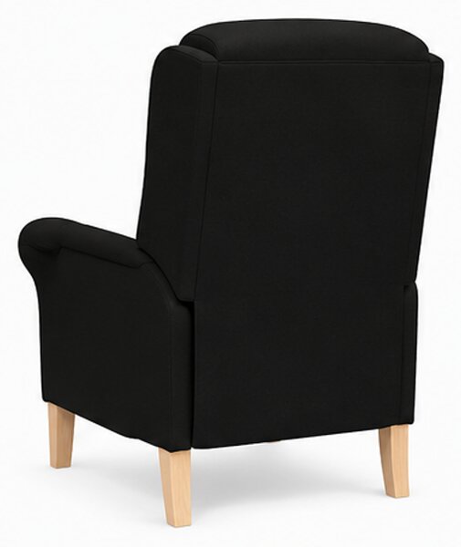 Křeslo relaxační, odpočinkové, ušák, dřevo/textil, 101x95x75 cm, přírodní/černá, Dekorino KR20260036