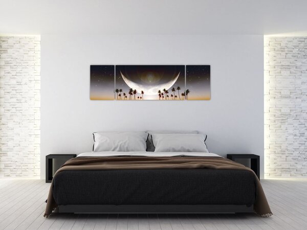 Obraz - Měsíc nad palmami (170x50 cm)