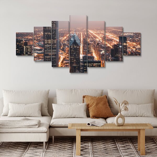 Obraz svítící metropole (210x100 cm)