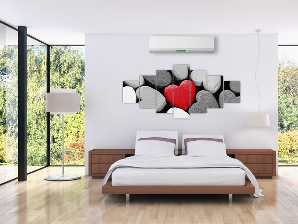 Obraz dřevěných srdíček (210x100 cm)