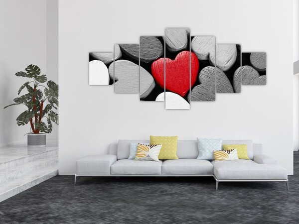 Obraz dřevěných srdíček (210x100 cm)