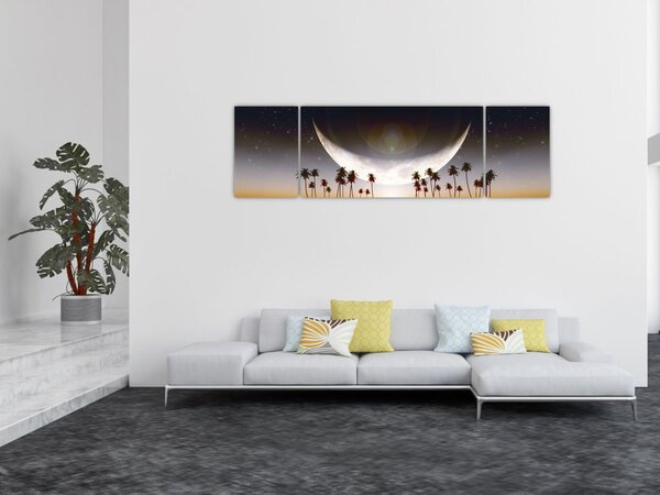 Obraz - Měsíc nad palmami (170x50 cm)