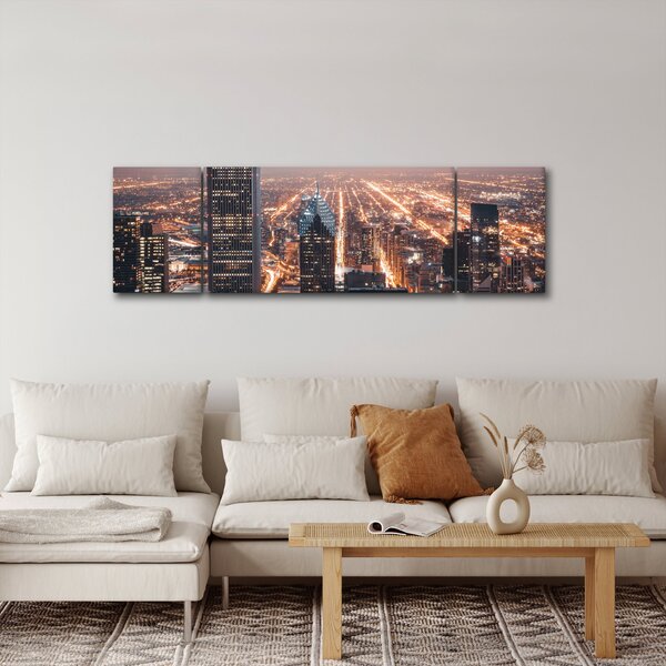 Obraz svítící metropole (170x50 cm)