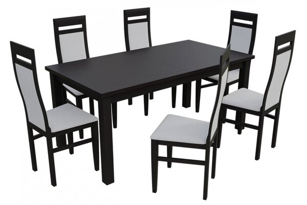 Jídelní set pro 6 osob - RK024, Barva dřeva: wenge, Potah: ekokůže Soft 017 5902928438598