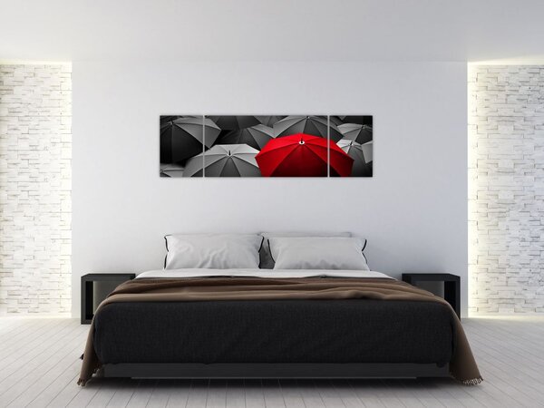 Obraz otevřených deštníků (170x50 cm)