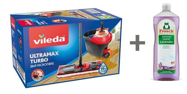 Súprava upratovacia Vileda Ultramax TURBO mop+vedro + FROSCH zadarmo