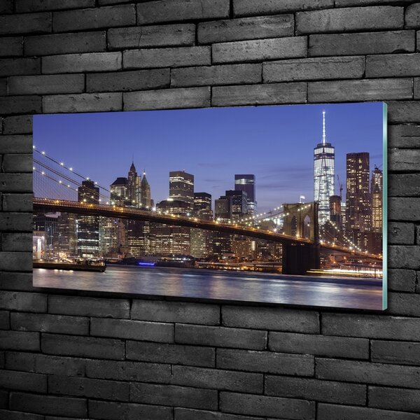 Foto obraz sklo tvrzené Manhattan noc osh-96191867