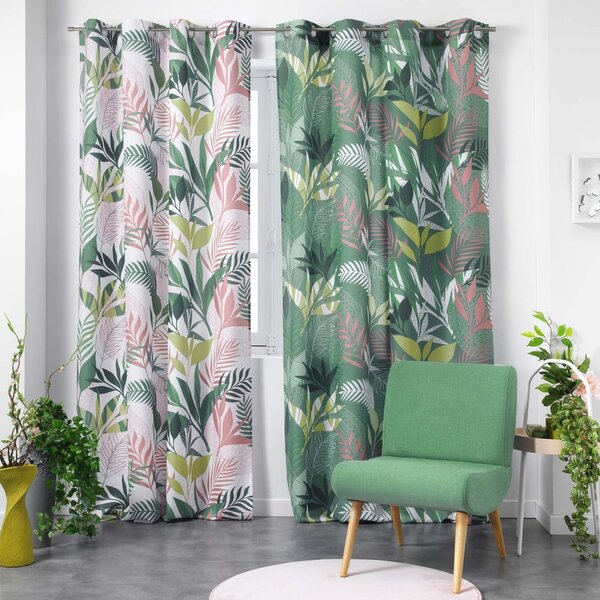 Zelený/růžový závěs 140x260 cm Assana – douceur d'intérieur