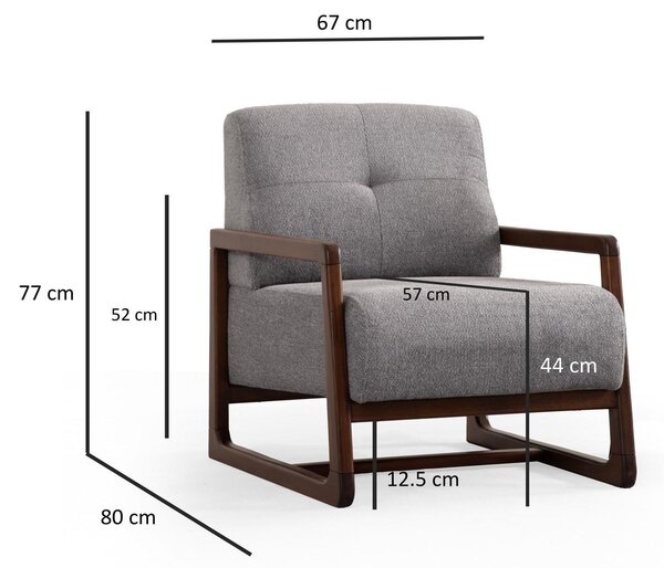 Křeslo Atonetta (světle šedá + ořech). Akce -25%
