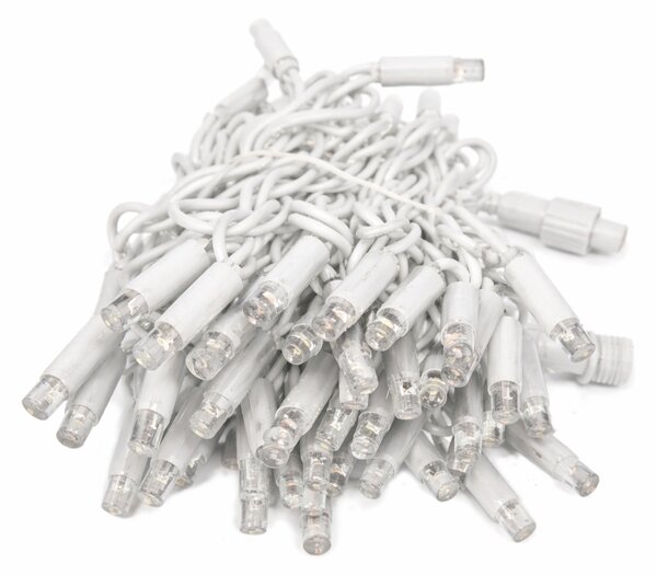 Venkovní LED vánoční řetěz PROFI, bílý kabel, studená bílá, 10m, 100 LED