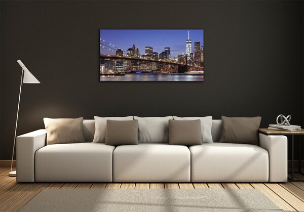 Foto obraz sklo tvrzené Manhattan noc osh-96191867