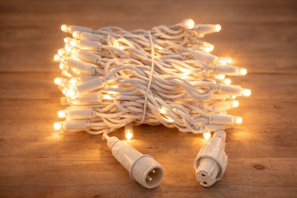 Venkovní LED vánoční řetěz PROFI, bílý kabel, teplá bílá, 10m, 100 LED